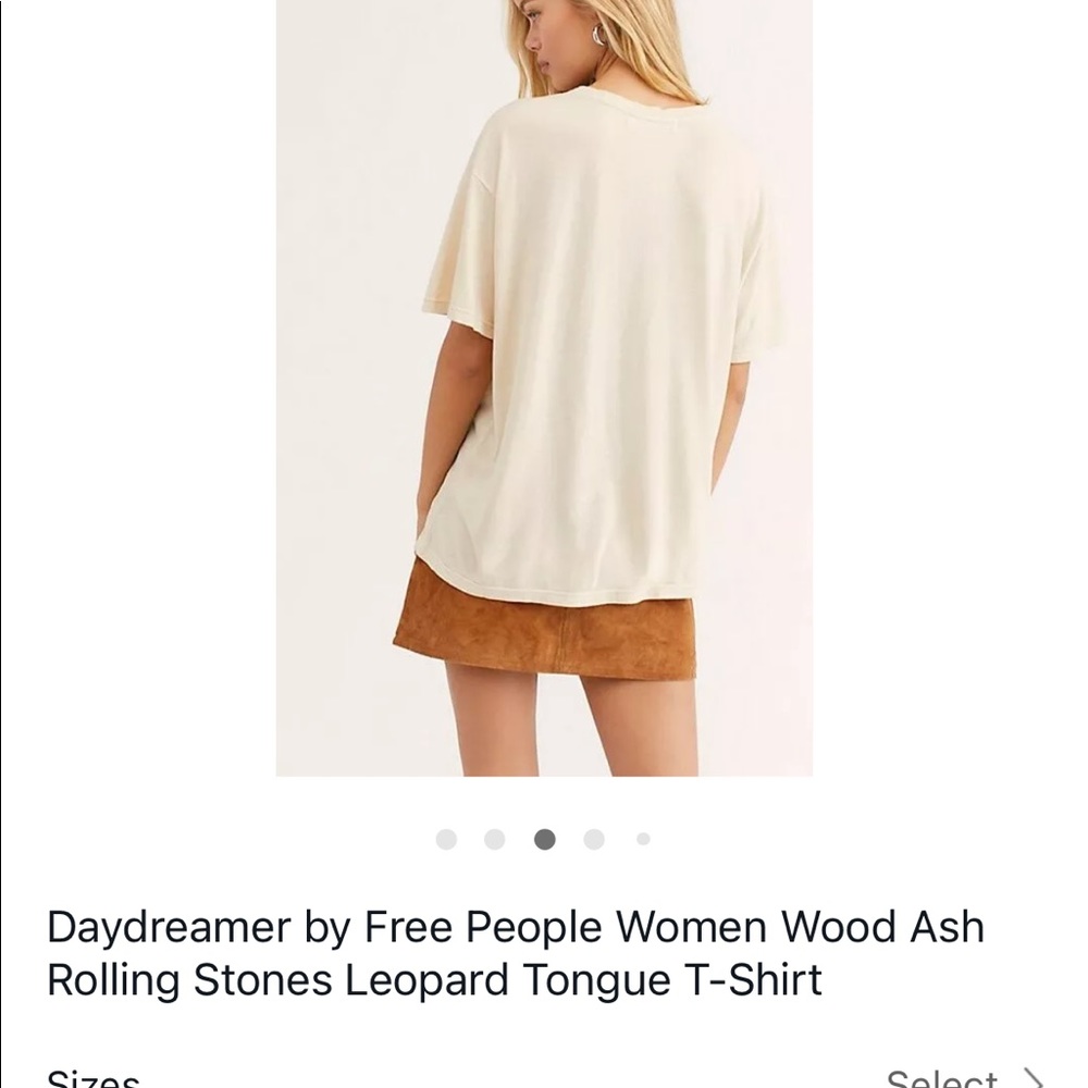 Daydreamer Free People Wood Ash Rolling Stones Leopard Tongue T-Shirt medium - Picture 2 of 5